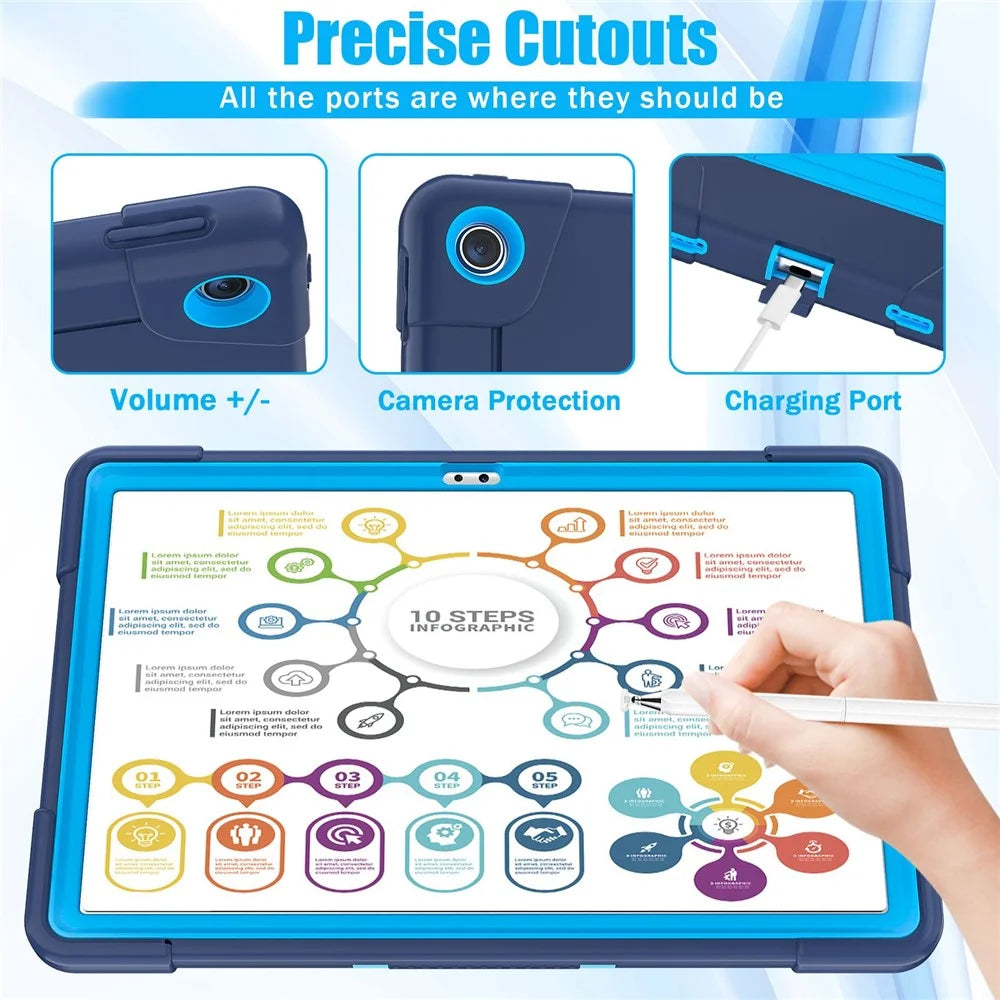 For Lenovo Tab M10 Plus (3rd Gen) / Xiaoxin Pad 2022 10.6 inch 125FU / 128FU Protective Case Robot Pattern Silicone+PC Tablet Anti-Scratch Cover Shockproof Portable Kickstand Case - Navy Blue / Blue - 2