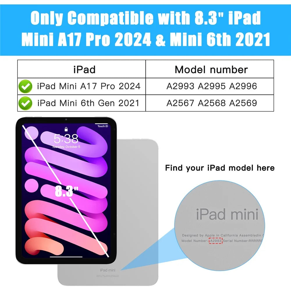 For iPad mini (2024) / (2021) Case with Shoulder Strap Kickstand PC + Silicone + TPU Tablet Cover - Black - 5