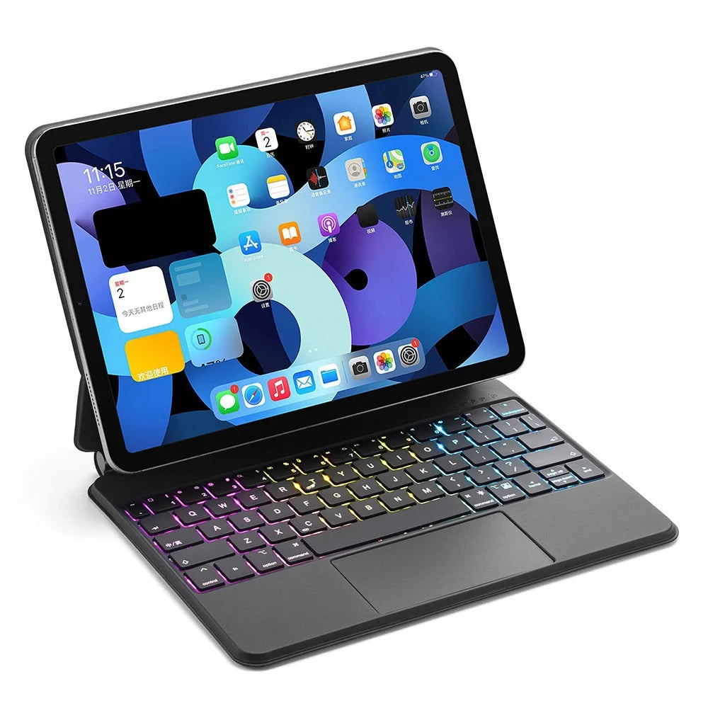 For iPad Pro 13 (2025) / (2024) Bluetooth-compatible Keyboard Magnetic Touchpad Keyboard with Tablet Case - Black - 2