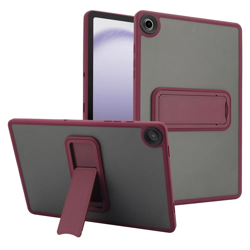 For Samsung Galaxy Tab A9+ Case with Kickstand TPU + PC Skin-Touch Tablet Cover - Wine Red - 1