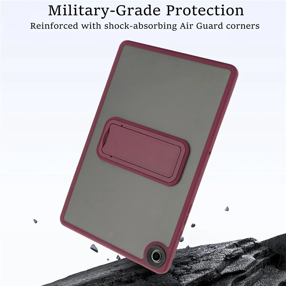For Samsung Galaxy Tab A9+ Case with Kickstand TPU + PC Skin-Touch Tablet Cover - Wine Red - 5
