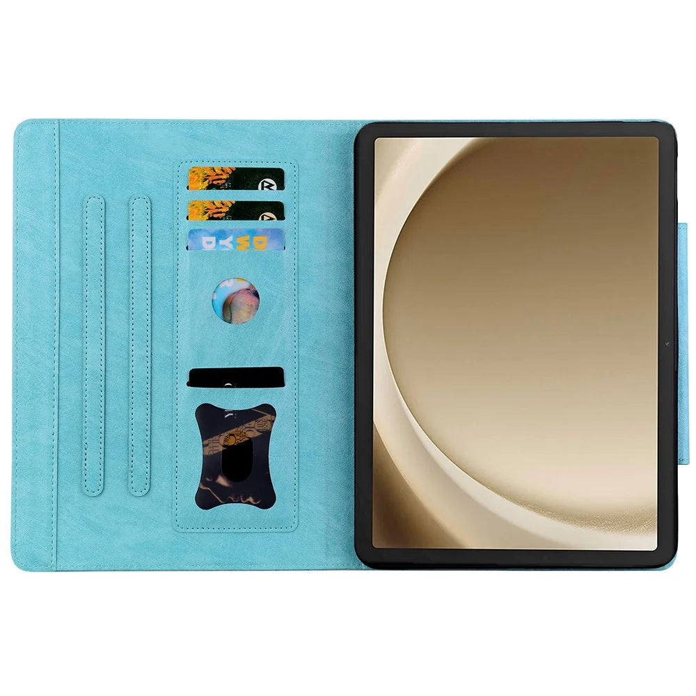 For Samsung Galaxy Tab S10 FE+ Case Cat Buckle Closure Leather Protective Stand Cover - Sky Blue - 2