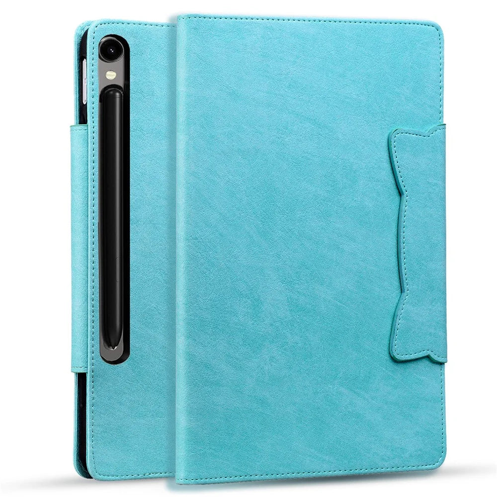 For Samsung Galaxy Tab S10 FE+ Case Cat Buckle Closure Leather Protective Stand Cover - Sky Blue - 5