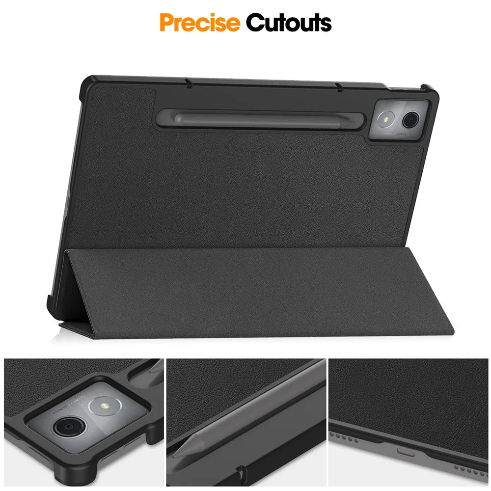 For Lenovo Idea Tab Pro PU Leather Tablet Case Anti-drop Tri-Fold Stand Slim Protective Cover - Black - 4