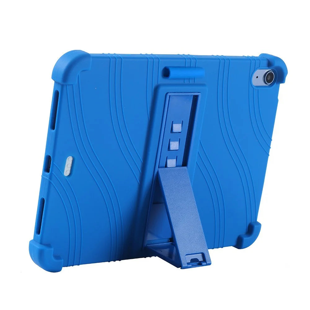 For iPad Air 11 (2026) / (2025) / (2024) Silicone Case with Kickstand Rugged Protective Cover - Dark Blue - 3
