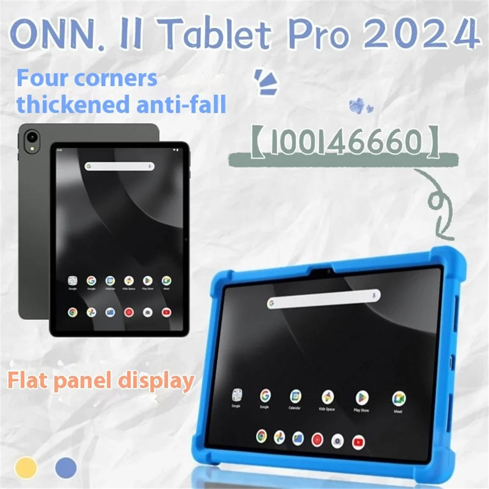 For Walmart Onn 11 inch Tablet Pro (2024) Silicone Case with Kickstand Rugged Protective Cover - Dark Blue - 4