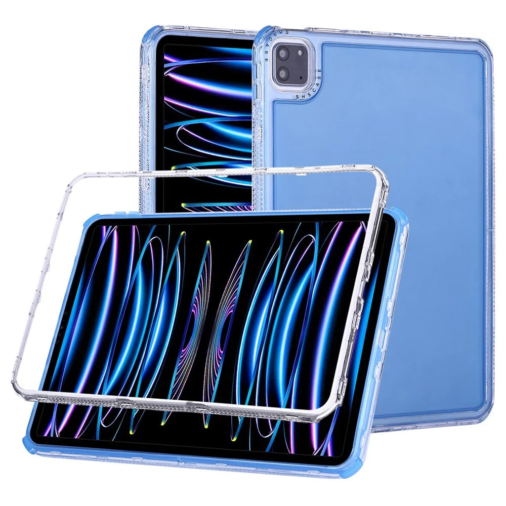 Clear Case for iPad Pro 11 (2022) / (2021) / (2020) / (2018) 3 in 1 PC + TPU Shockproof Tablet Cover - Blue - 1