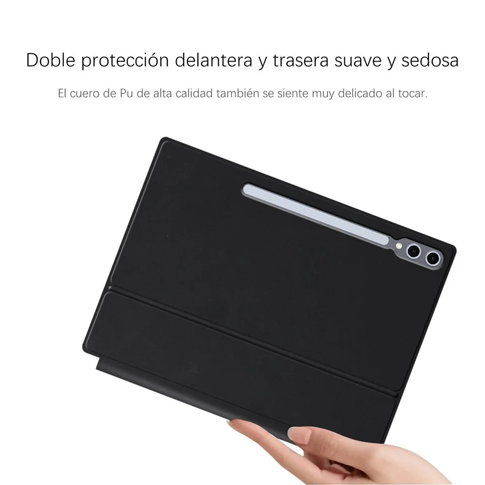 Floating Magnetic Keyboard (Spanish) For Samsung Galaxy Tab S10 Ultra / S9 Ultra / S8 Ultra Bluetooth-Compatible Keyboard + Leather Tablet Case - 7