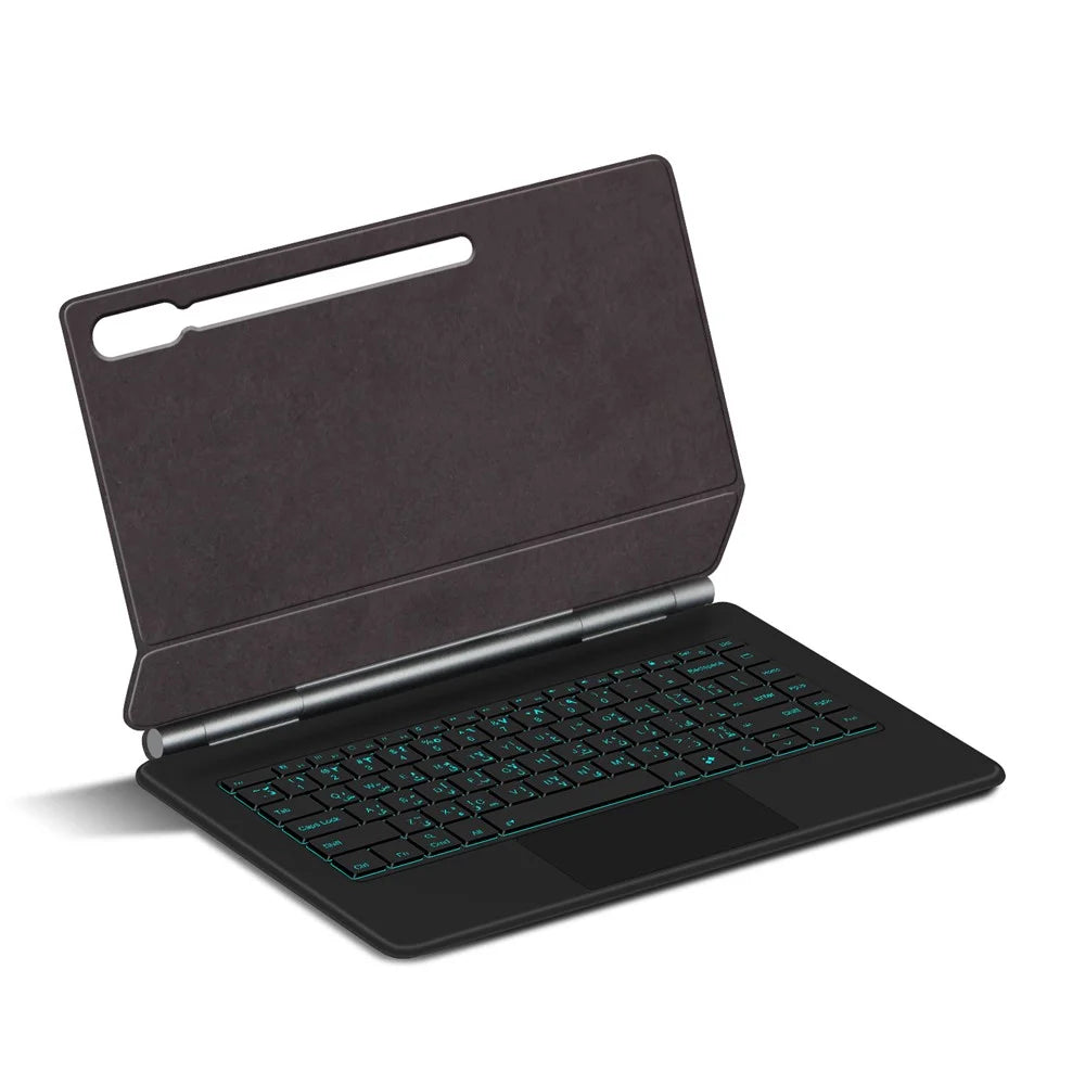Floating Magnetic Keyboard (Arabic) For Samsung Galaxy Tab S10 Ultra / S9 Ultra / S8 Ultra Bluetooth-Compatible Keyboard + Leather Tablet Case - 4