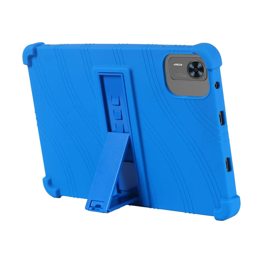 For Teclast T60AI / Doogee T36 Silicone Case with Kickstand Rugged Protective Cover - Dark Blue - 3
