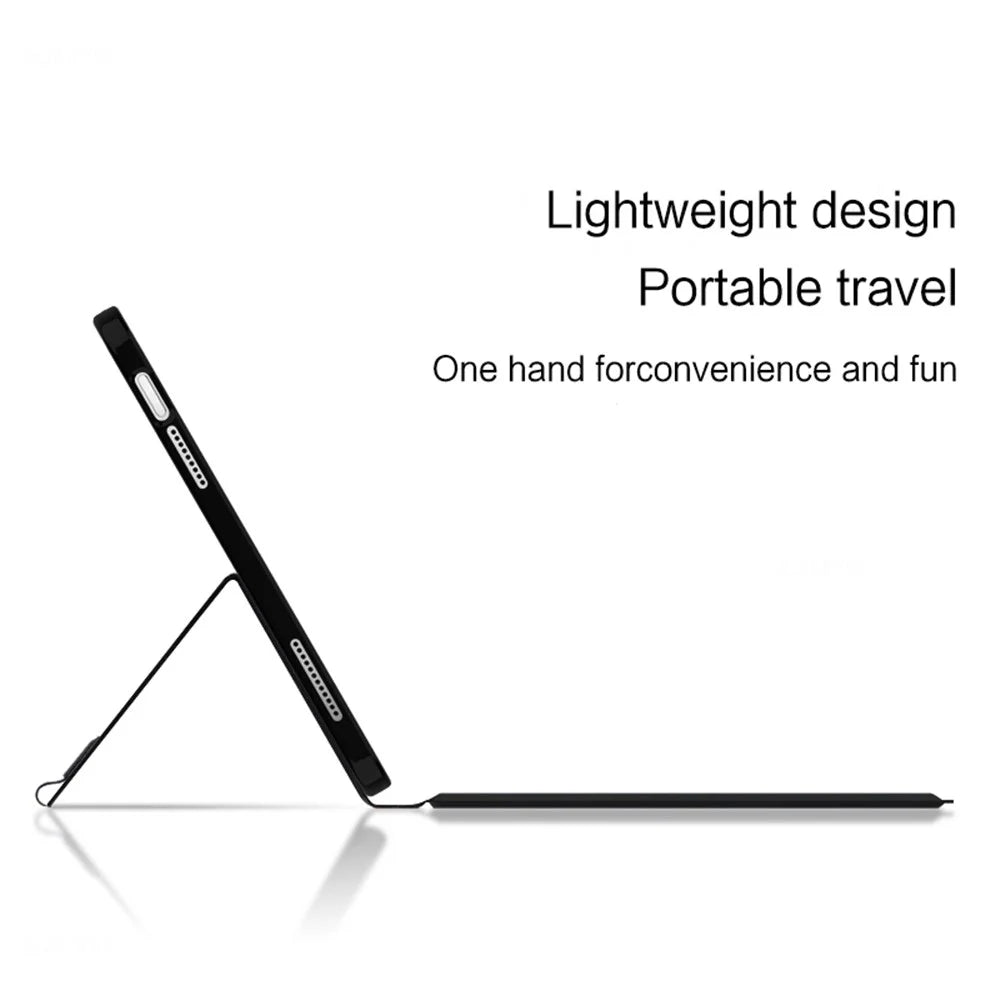 For iPad (2025) Leather Case + Touchpad Bluetooth-Compatible Keyboard with Backlit - 6