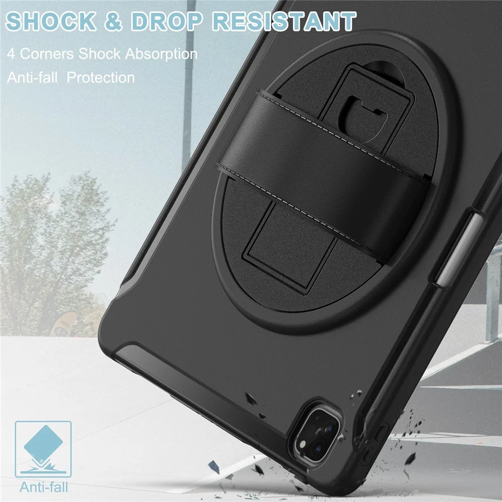 Tablet Case For iPad Air 13 (2026) / (2025) / (2024) / Pro 12.9 (2022) / (2021) / (2020) Rotary Kickstand Cover with Pen Slot / PET Screen Protector - Black - 4