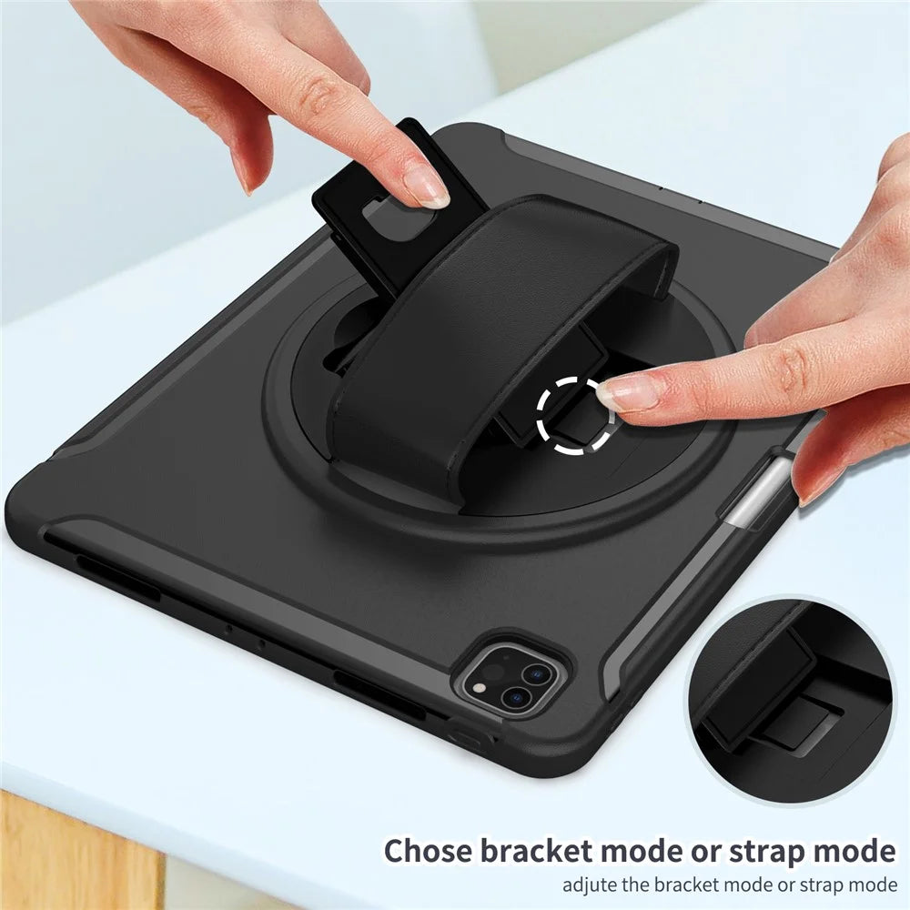 Tablet Case For iPad Air 13 (2026) / (2025) / (2024) / Pro 12.9 (2022) / (2021) / (2020) Rotary Kickstand Cover with Pen Slot / PET Screen Protector - Black - 6
