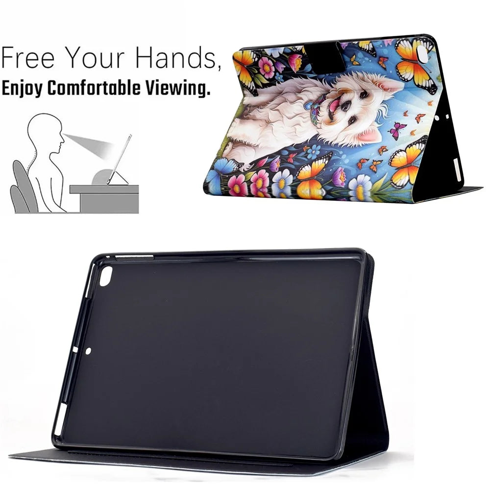 Stand Case for iPad 9.7-inch (2018) / (2017) / Air 2 / Air (2013) Pattern Printing Tablet Leather Cover with Auto Wake / Sleep - Dog - 6