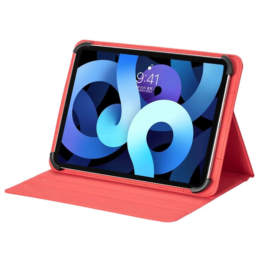 For 7-8 Inches Universal Tablet Case Protective Cover PU Leather Stand Folio Case - Red - 2