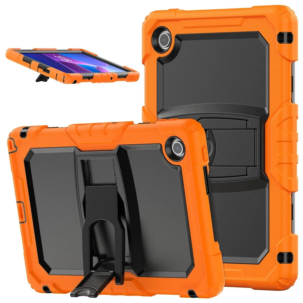 For Lenovo Tab 10.1 (2025) TB-311XU  /  Tab TB311FU Case Kickstand PC + Silicone Shockproof Tablet Cover with Shoulder Strap - Orange - 1
