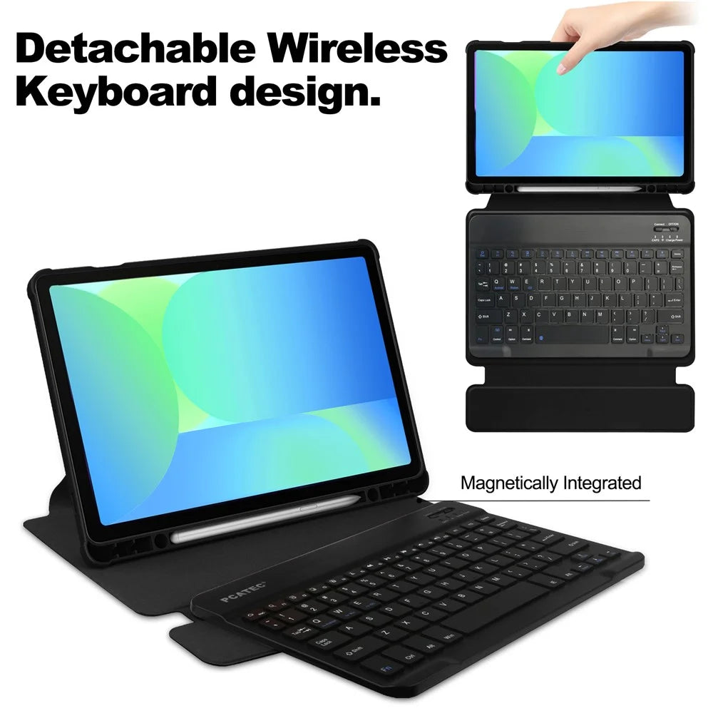 For Samsung Galaxy Tab S10 Lite / S10 FE / S9 FE Case 360 Degree Rotary Stand PU Leather+Acrylic Tablet Cover (Without Keyboard) - Black - 4