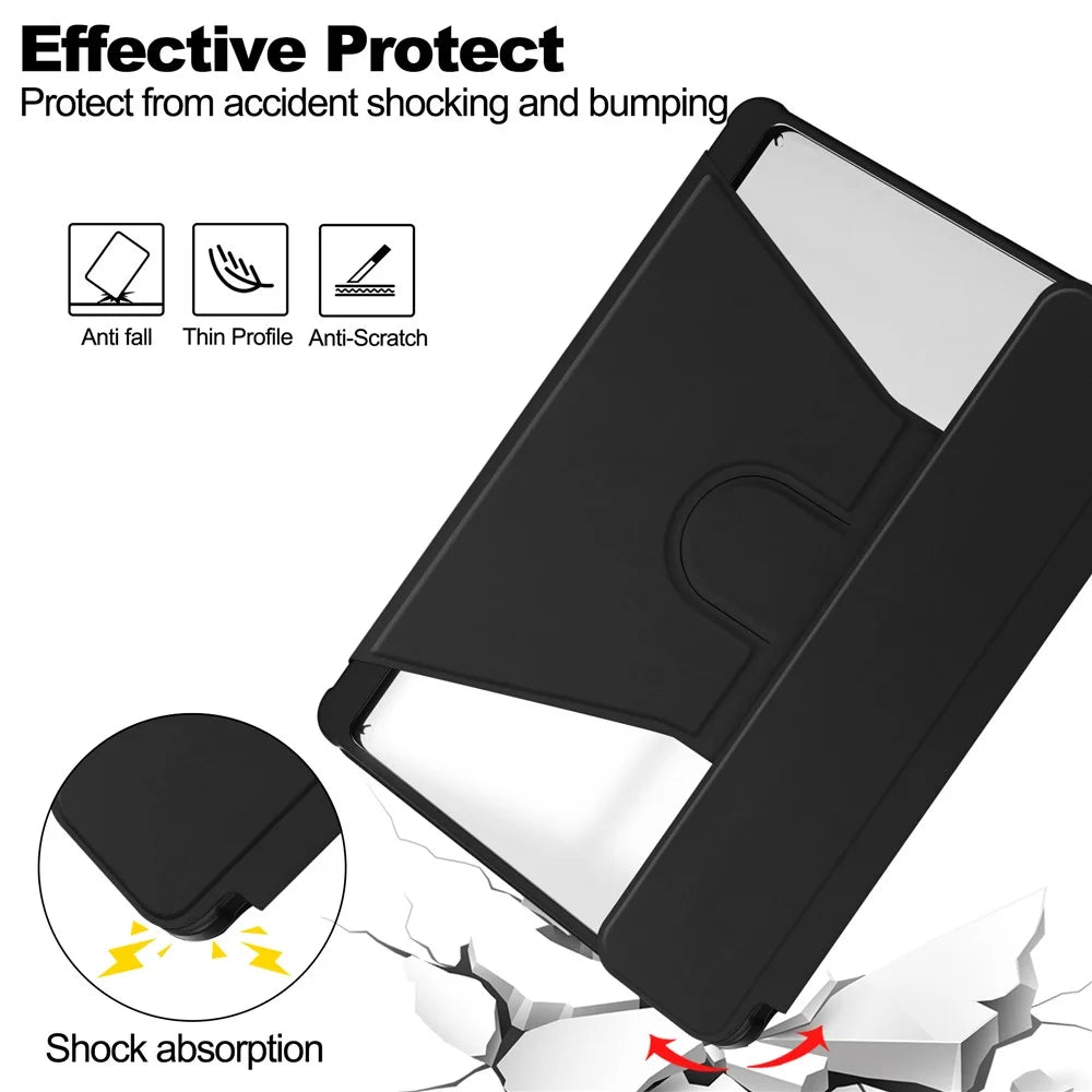 For Samsung Galaxy Tab S10 Lite / S10 FE / S9 FE Case 360 Degree Rotary Stand PU Leather+Acrylic Tablet Cover (Without Keyboard) - Black - 6