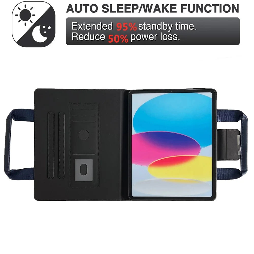 Tablet Case for iPad mini (2024) / (2021) Auto Wake / Sleep Leather Cover with Handle / Zipper Pouch - Sapphire - 2