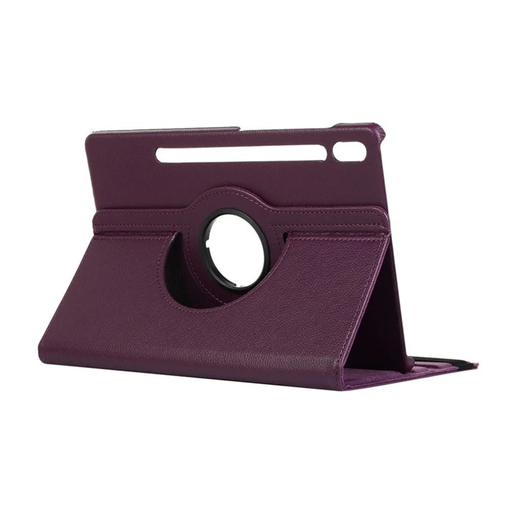 ENKAY HAT PRINCE For Samsung Galaxy Tab S9 Ultra / Galaxy Tab S8 Ultra / Galaxy Tab S10 Ultra Tablet Case   Litchi Texture PU Leather Cover Stand - Dark Purple - 2