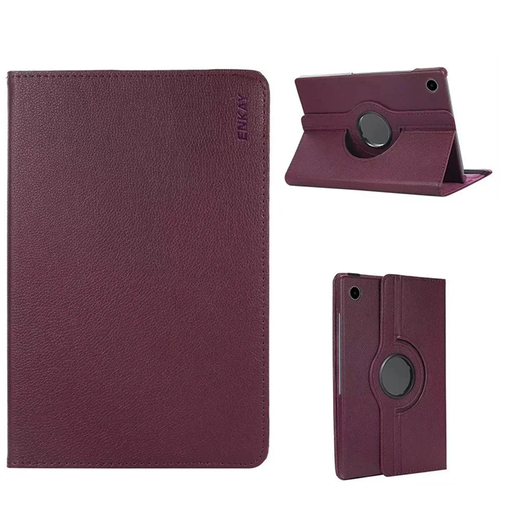 ENKAY HAT PRINCE For Samsung Galaxy Tab A9+ Tablet Case   Litchi Texture PU Leather Cover Stand - Dark Purple - 1
