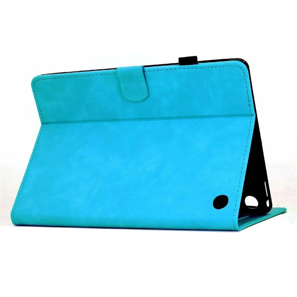 For Amazon Fire 7 (2022) Case Mandala Imprinted Leather Tablet Cover with Card Slots - Sky Blue - 3