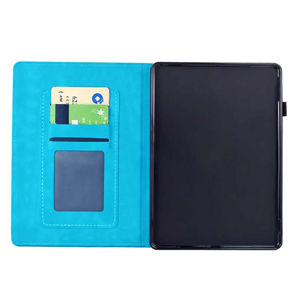 Leather Case For Amazon Kindle Paperwhite 4 (2018) / 3 (2015) / 2 (2015) / Paperwhite (2015) Mandala Imprinted Tablet Cover with Card Slots - Sky Blue - 2