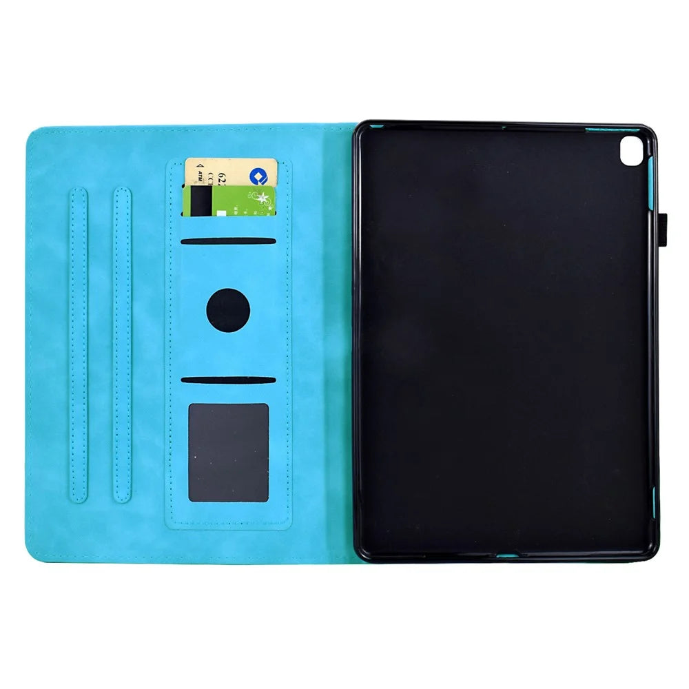 For Samsung Galaxy Tab A7 10.4 (2020) T500 / T505 Case Mandala Imprinted Leather Tablet Cover with Card Slots - Sky Blue - 2