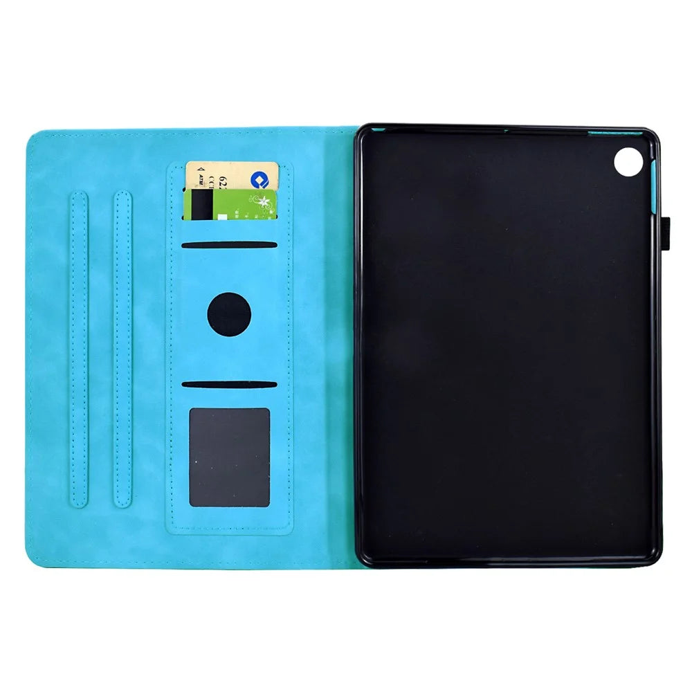 For Samsung Galaxy Tab A9+ Case Mandala Imprinted Leather Tablet Cover with Card Slots - Sky Blue - 2