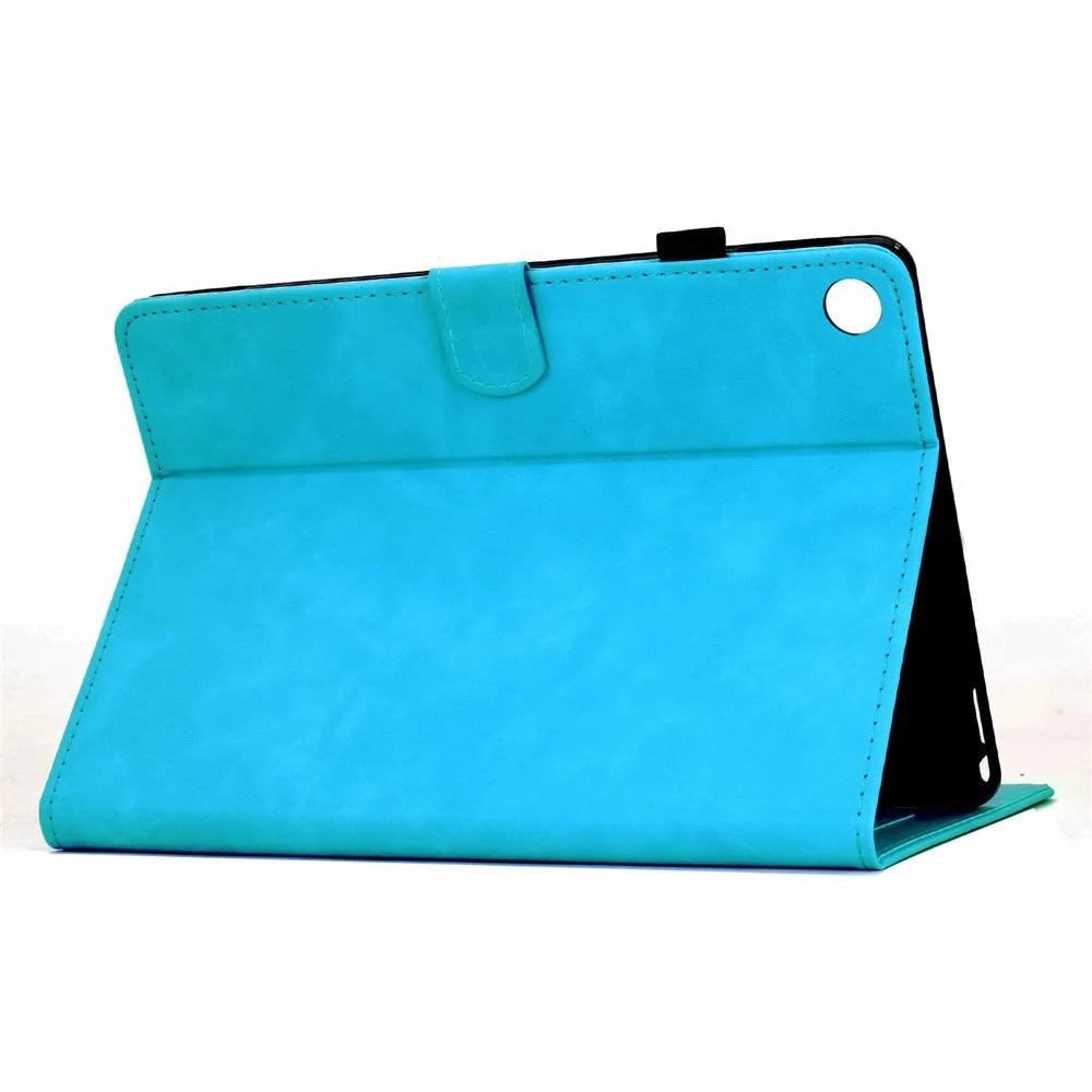 For Samsung Galaxy Tab A9 Case Mandala Imprinted Leather Tablet Cover with Card Slots - Sky Blue - 3
