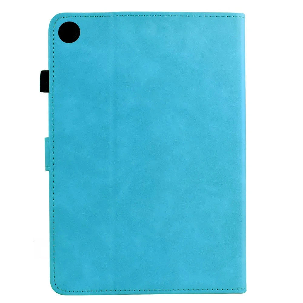 For Lenovo Tab M10 Plus (3rd Gen) Case Mandala Imprinted Leather Tablet Cover with Card Slots - Sky Blue - 7