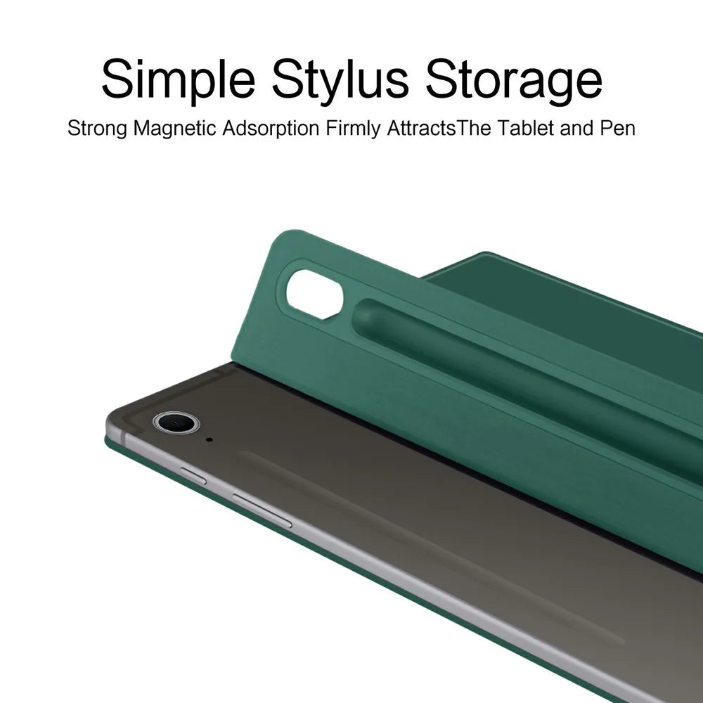 For Samsung Galaxy Tab S10 FE+ Case Stand Magnetic Leather Tablet Cover with Auto Sleep / Wake - Green - 5
