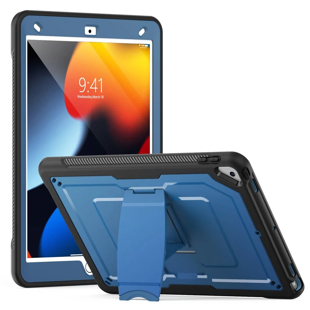 Kickstand PC + TPE Tablet Case with Shoulder Strap For iPad 10.2 (2021)  /  (2020)  /  (2019)  /  Air 10.5 inch (2019)  /  Pro 10.5-inch (2017) - Navy Blue - 2