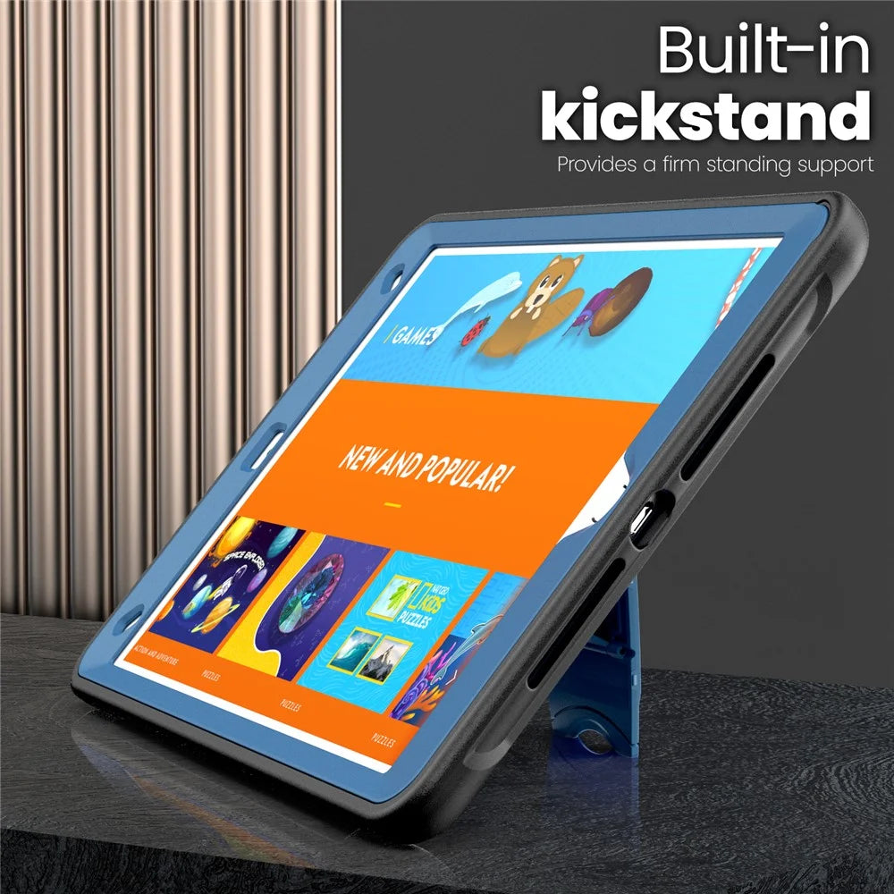 Kickstand PC + TPE Tablet Case with Shoulder Strap For iPad 10.2 (2021)  /  (2020)  /  (2019)  /  Air 10.5 inch (2019)  /  Pro 10.5-inch (2017) - Navy Blue - 6