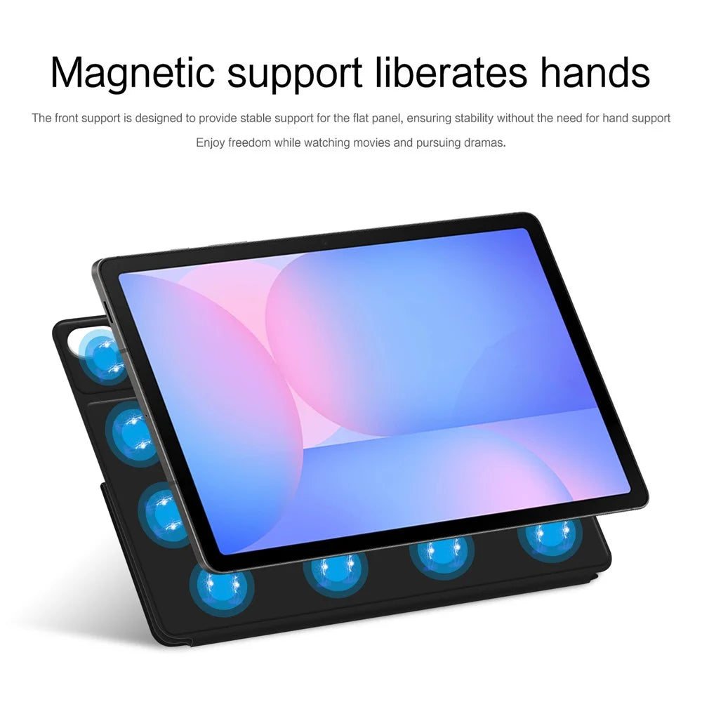 For Samsung Galaxy Tab S10 FE Case Origami Stand PU Leather Magnetic Tablet Cover - Black - 5
