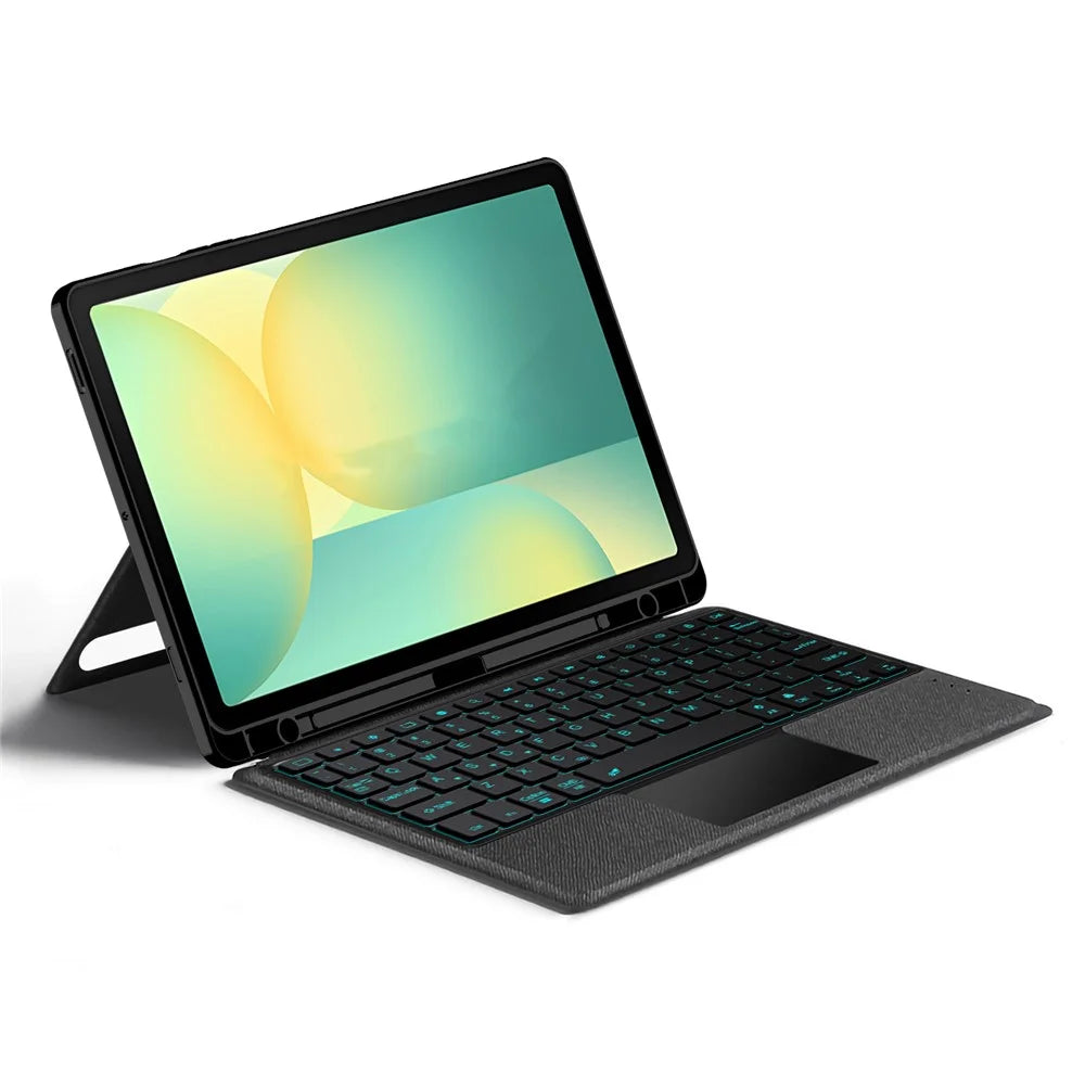 For Samsung Galaxy Tab S10 FE Leather Case + Bluetooth-Compatible Keyboard with Backlight Trackpad - 2