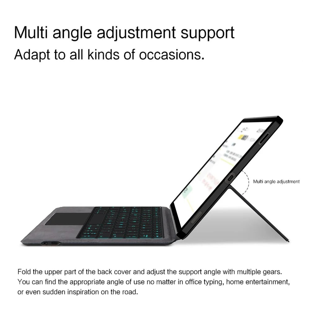 For Samsung Galaxy Tab S10 FE Leather Case + Touchpad Bluetooth-Compatible Keyboard with Backlit - 6