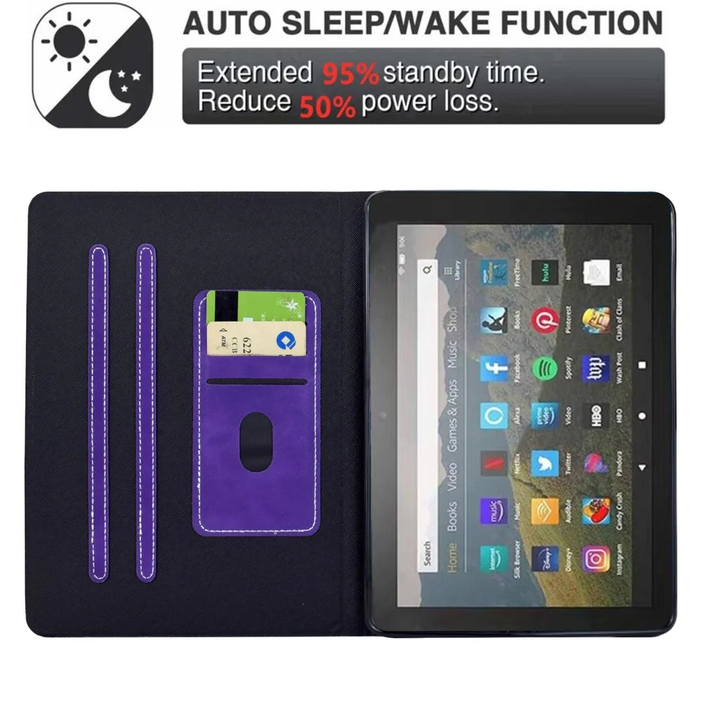 Tablet Case For iPad 9.7-inch (2018) / (2017) / Air 2 / Air (2013) PU Leather Cover with Card Slots - Purple - 2