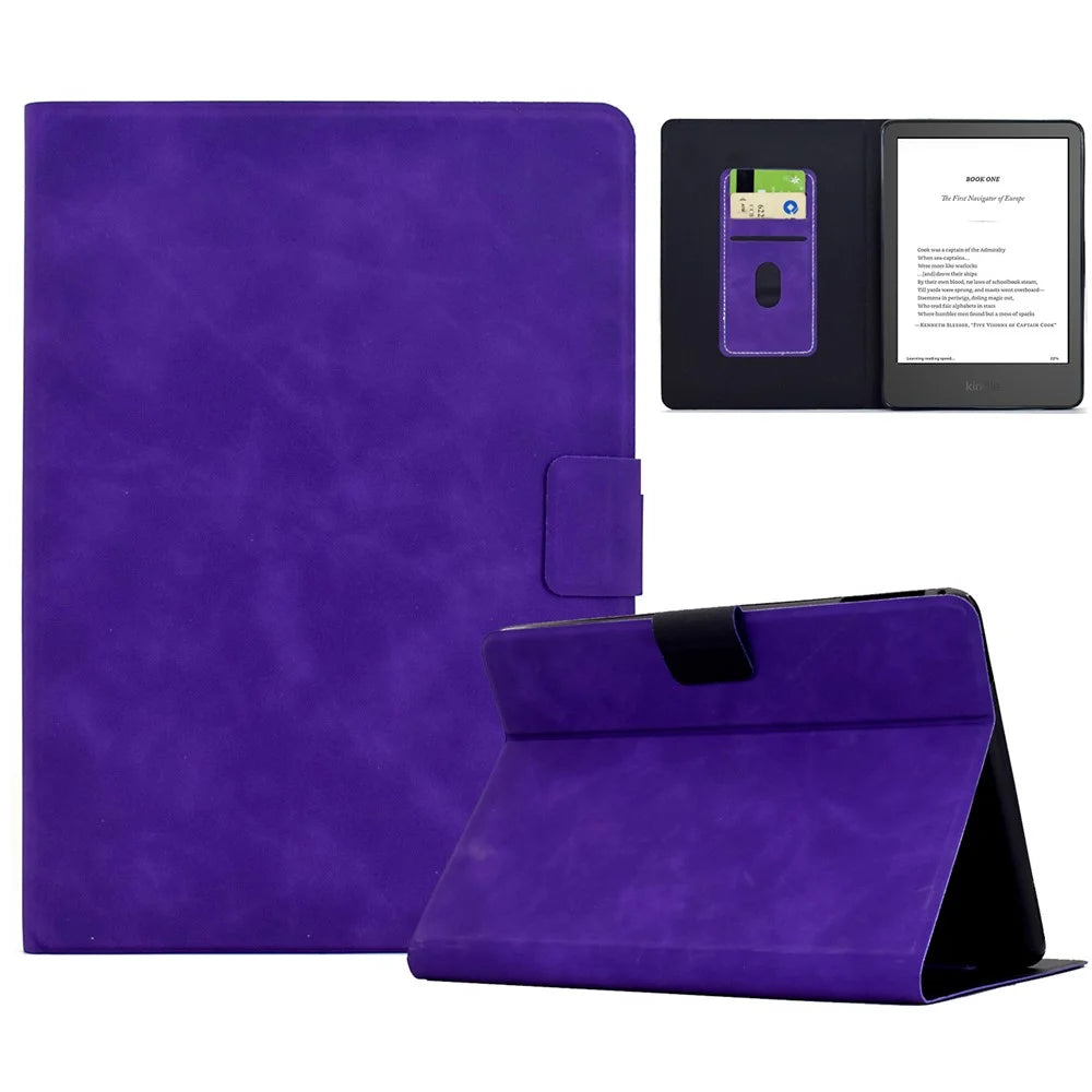 For Amazon Kindle 11th (2024) / 6" (2022) Case PU Leather Tablet Cover with Card Slots - Purple - 1