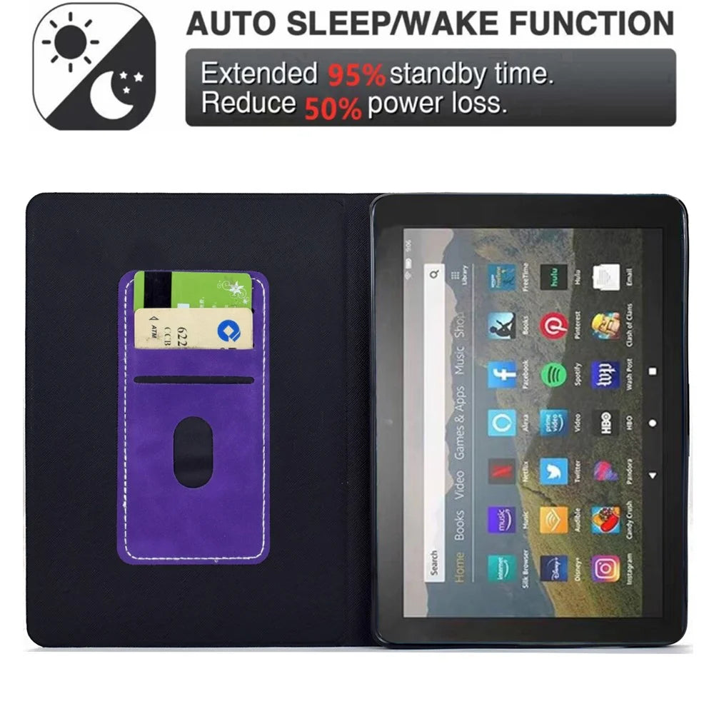 For Amazon Kindle 11th (2024) / 6" (2022) Case PU Leather Tablet Cover with Card Slots - Purple - 2