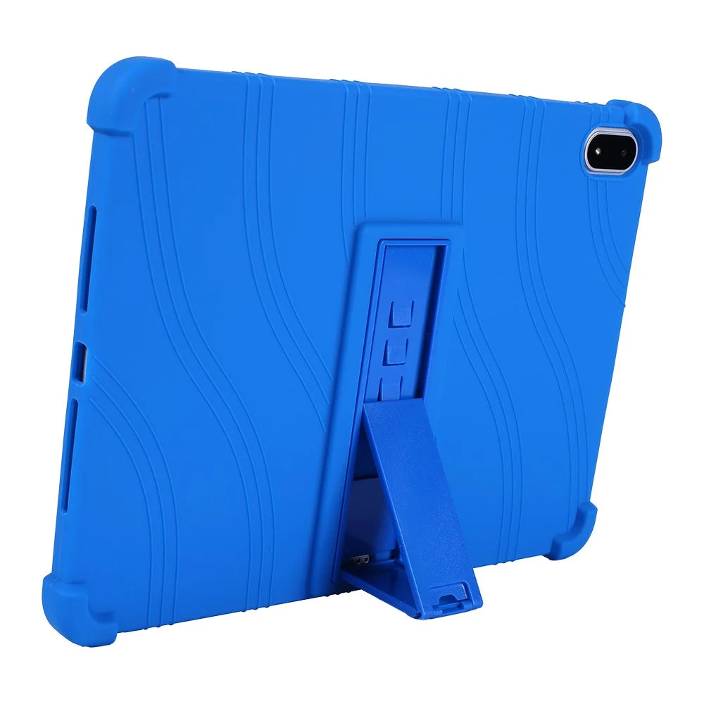 For Oppo Pad 4 Pro / OnePlus Pad 2 Pro Silicone Case with Kickstand Rugged Protective Cover - Dark Blue - 3