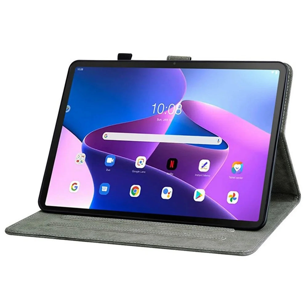 For Lenovo Tab TB311FU Case Tiger Imprint Anti-Scratch PU Leather Tablet Cover - Grey - 3
