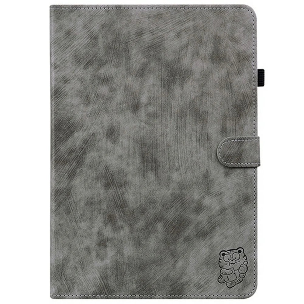 For Lenovo Tab TB311FU Case Tiger Imprint Anti-Scratch PU Leather Tablet Cover - Grey - 5