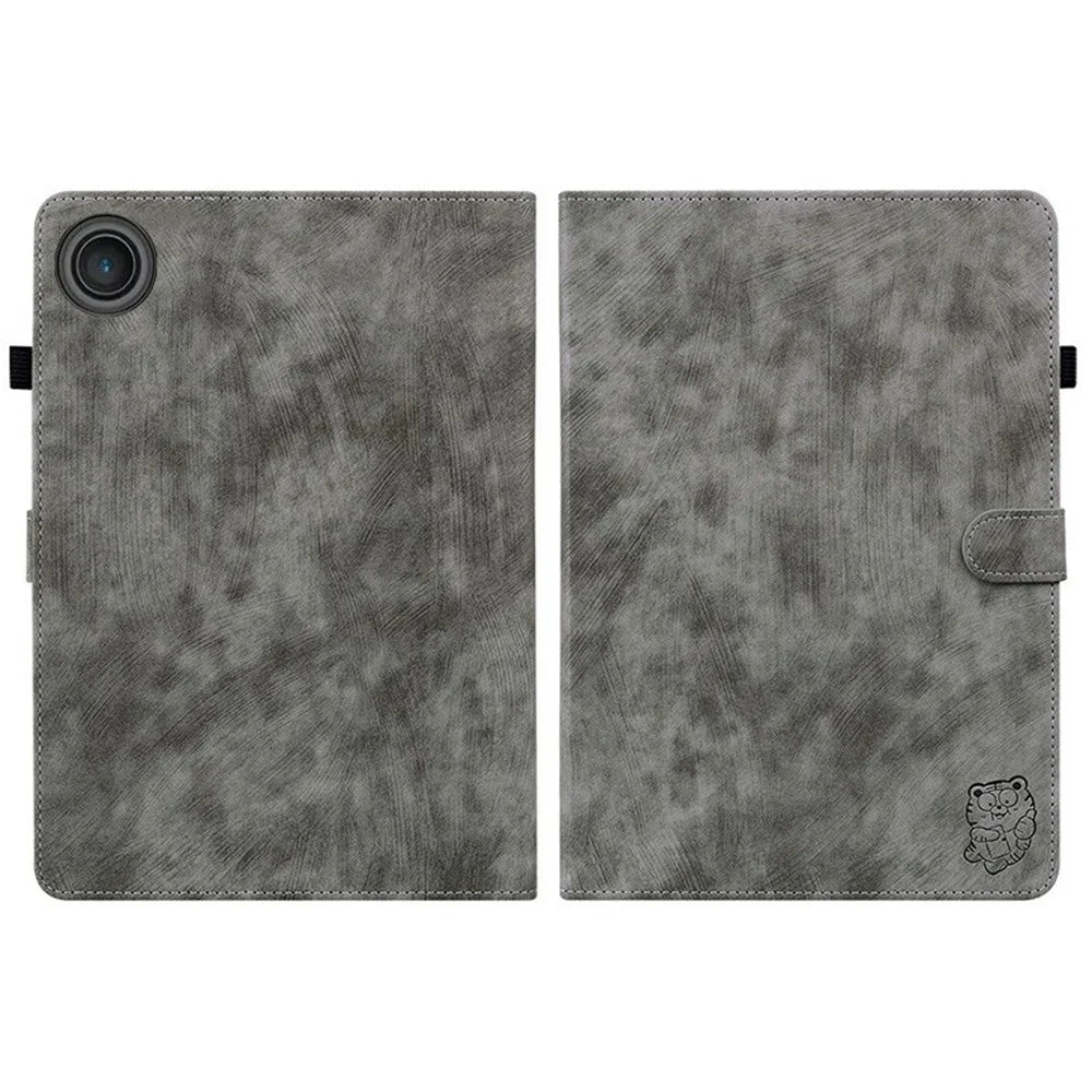 For Lenovo Tab TB311FU Case Tiger Imprint Anti-Scratch PU Leather Tablet Cover - Grey - 7