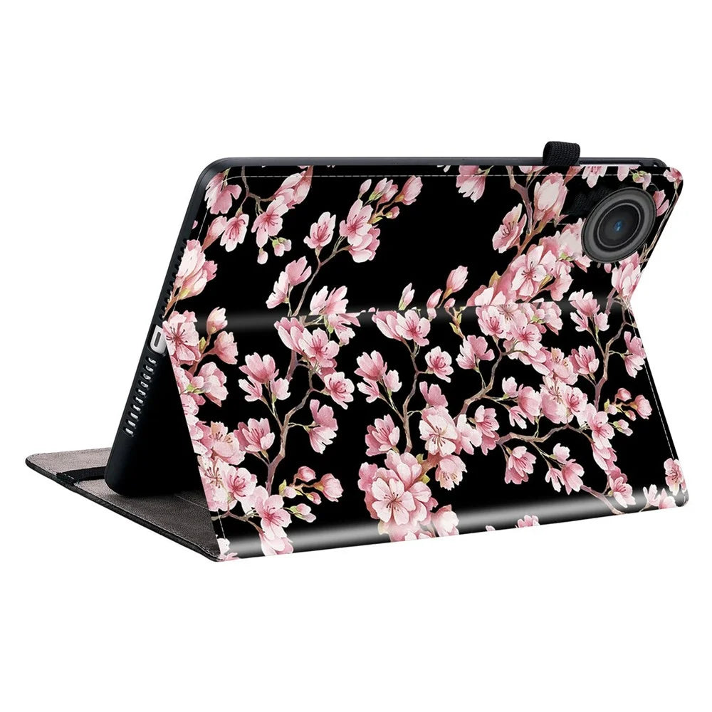 For Lenovo Tab TB311FU Leather Case Pattern Printed Stand Tablet Cover with Card Slots - Plum Blossom - 4