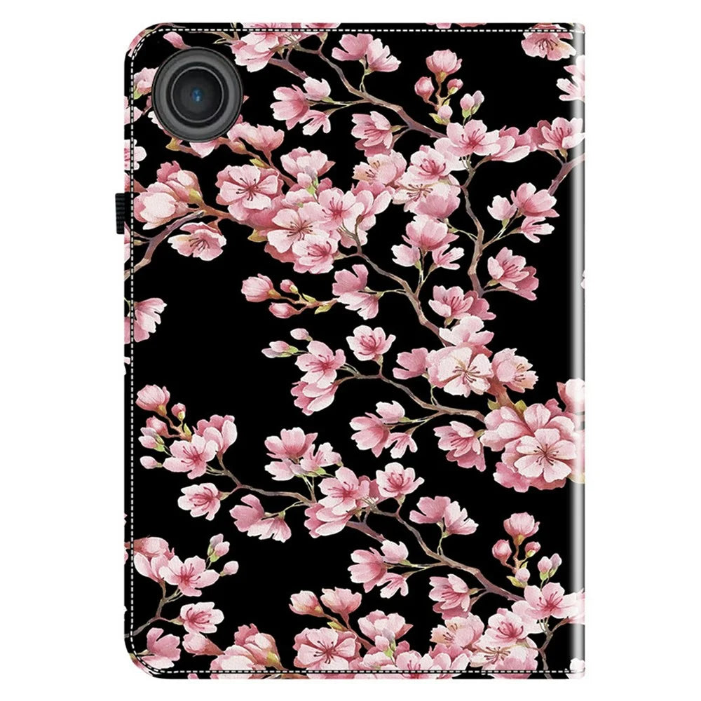 For Lenovo Tab TB311FU Leather Case Pattern Printed Stand Tablet Cover with Card Slots - Plum Blossom - 6