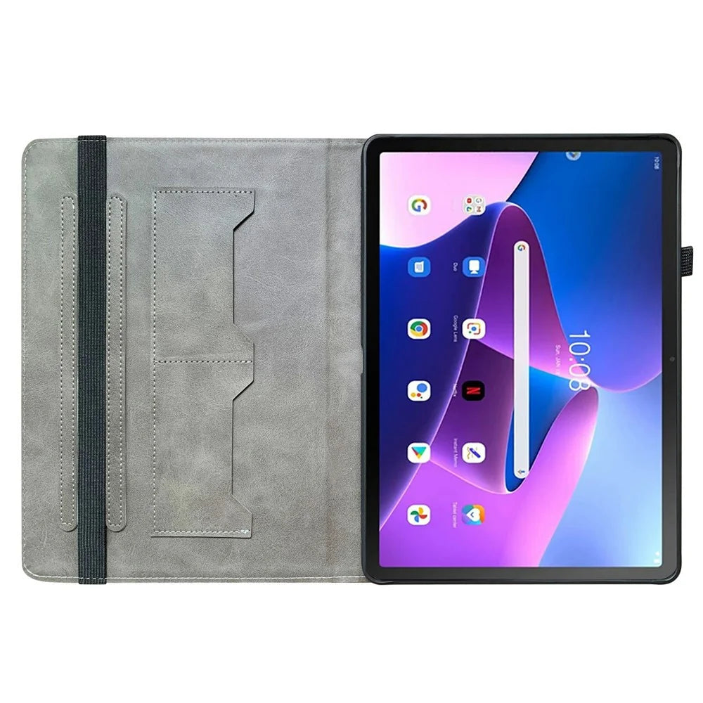 For Lenovo Tab TB311FU Leather Case Pattern Printed Stand Tablet Cover with Card Slots - Lion Head - 2