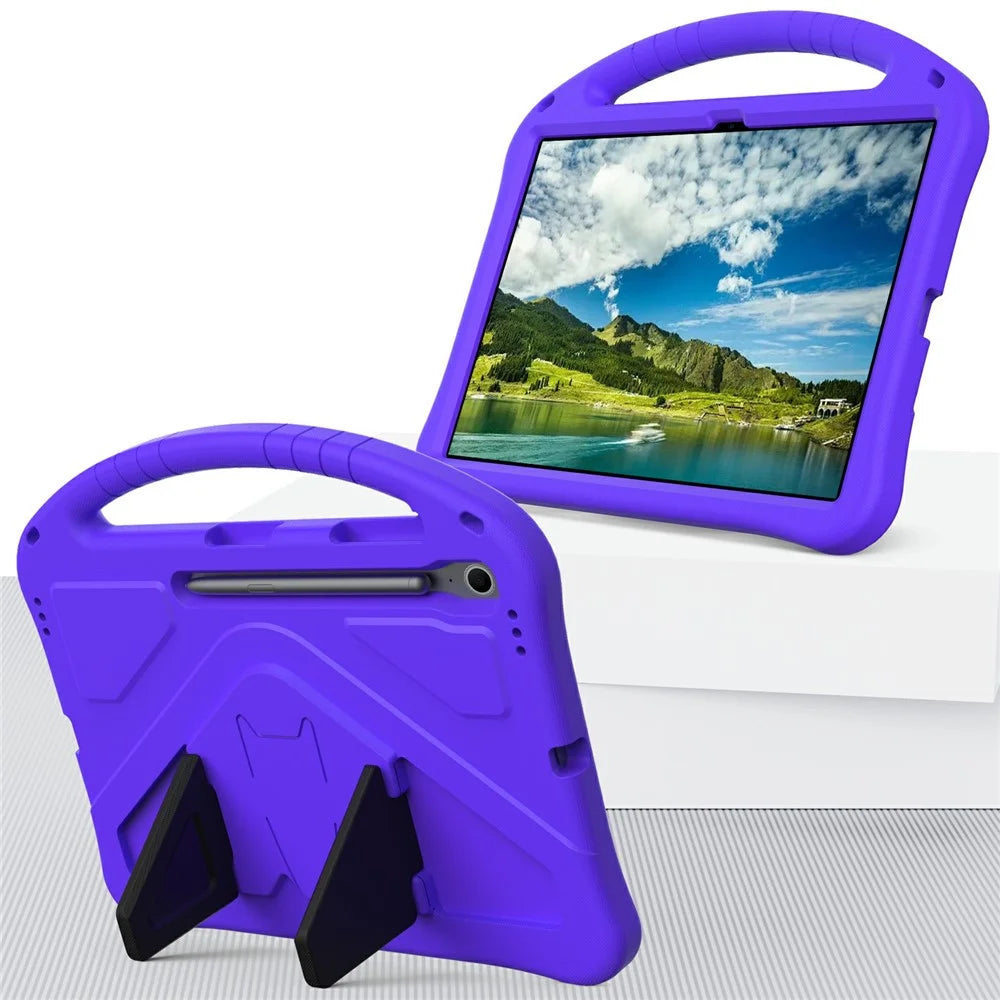 For Samsung Galaxy Tab S10 FE+ Case EVA Tablet Cover with Handle Kickstand Children Friendly - Purple - 7