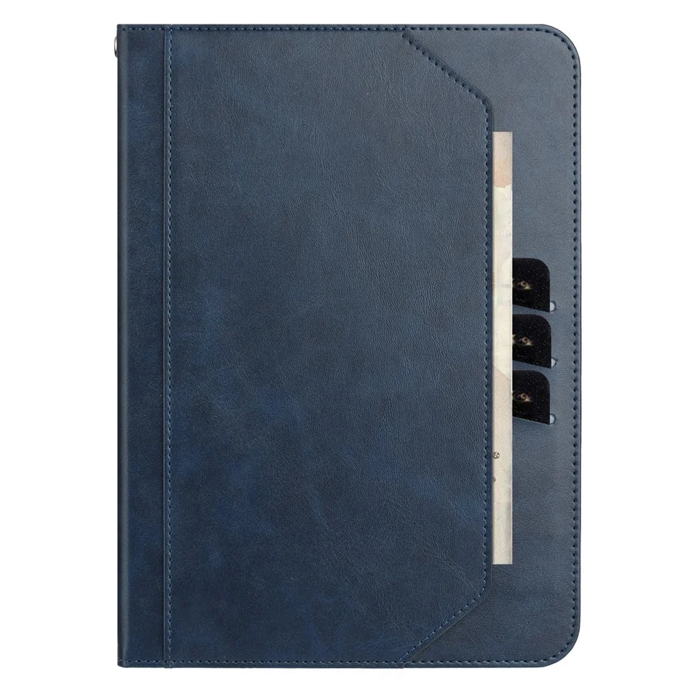 Stand Case for Samsung Galaxy Tab S10 FE / S9 / S9 FE Auto Wake / Sleep PU Leather Tablet Cover with Wallet / Hand Strap - Blue - 7