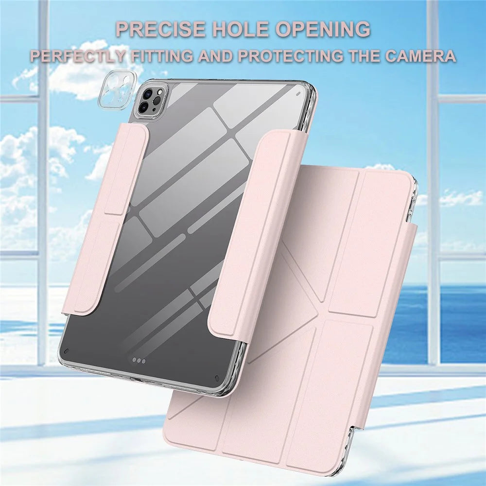 Tablet Case For iPad Pro 12.9 (2022)  /  (2021)  /  (2020) Stand Magnetic Detachable PU Leather Cover with Auto Wake  /  Sleep - Pink - 2